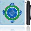Mahjong Mat, Mahjong Mat for Table with Bag, 31.5" x 31.5" Rubber Anti Slip and Noise Reduction Board Gaming Mat for Mah Jongg, Poker, Board Tile Games, Dominoes (Blue)
