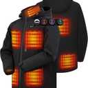 ARRIS Men`s Heated Jacket, Electric Heating Coat with 7.4V Battery and Detachable Hood - Waterproof, 8 Heating Areas (Large)