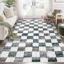 Checkered 5x7 Area Rugs, Black and White Washable Large Area Rug Soft Non Slip Kids Rug Neutral Modern Geometric Carpet for Living Room Bedroom Nursery Dining Room Dorm Home Office(Black, 5'x7')