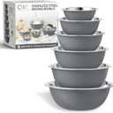 COOK WITH COLOR Stainless Steel Mixing Bowls Set - Nesting Bowls, 6 Pieces, Grey (Gray)