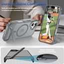 for iPhone 16 Case with Screen Protector+Lanyard Wrist Strap,Magnetic Translucent Matte Rugged Slim Phone Cover Built in Invisible Kickstand [Fit for MagSafe],Grey
