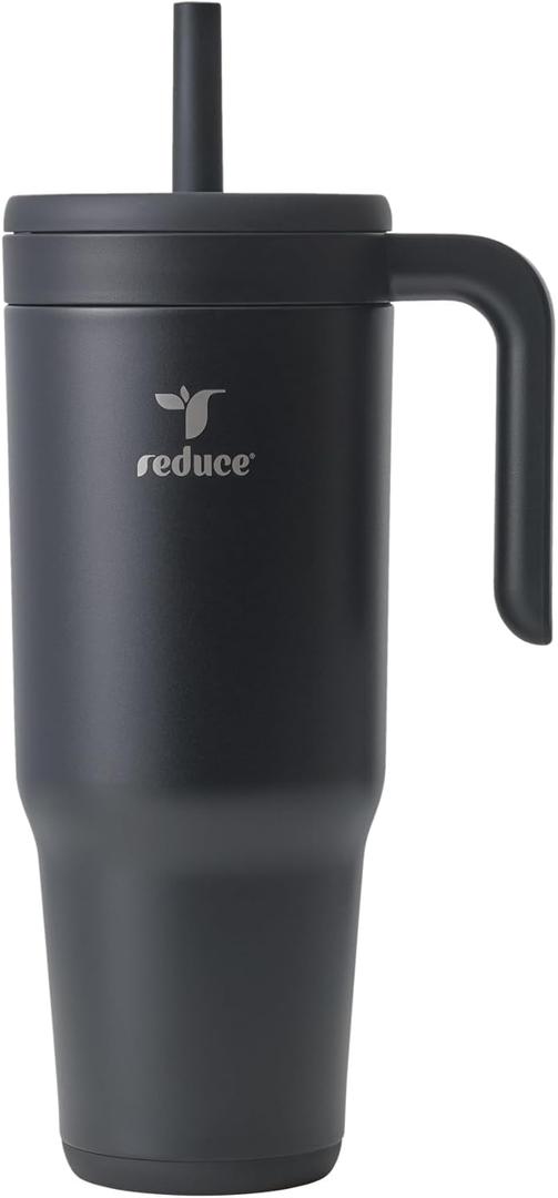 REDUCE Chiller Vacuum Insulated 40 oz Tumbler with Spill-Proof Silicone Straw - Sustainable Tritan Lid with Water Intake Markers - Soft Sit Base Travel Mug - Dishwasher Safe - Phantom