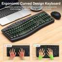 Wireless Keyboard and Mouse Combo, 2.4G Full Size Quiet Ergonomic Curved Keyboard for Natural Typing, 3-Level DPI Adjustable Silent Mouse for Windows, Mac OS, Desktop/Laptop/Office and Home (Black)
