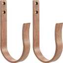 Brown Wood Grain Curtain Holdbacks, Solid Aluminum Wall Mounted Curtain Tiebacks & Hooks, U Shape Curtain Holders, Elegant Curtain Pull Backs for Drapes, Curtains(2 Pack)