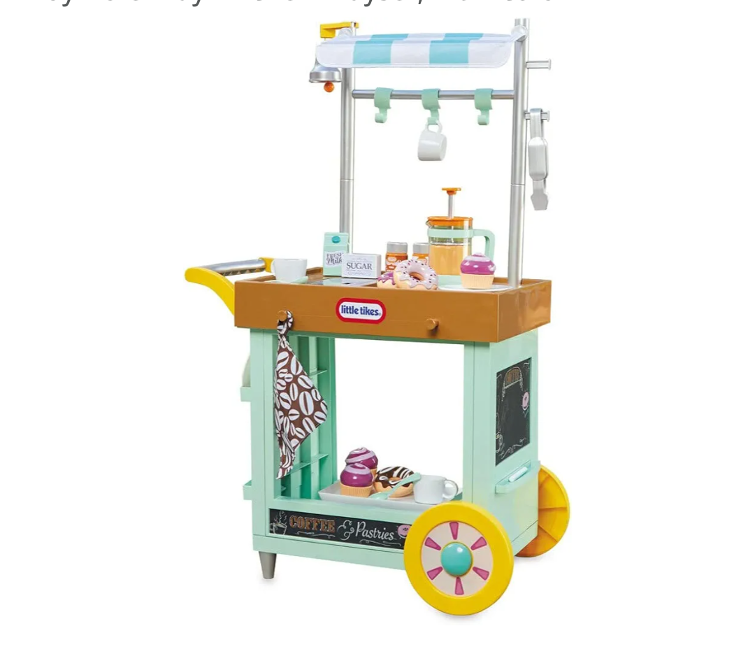 little tikes 2-in-1 Café Cart Pretend Food Cooking Toy Role Play Kitchen Playset, Multicolor