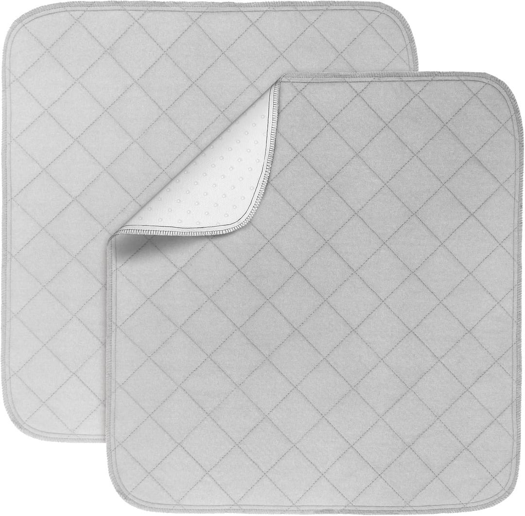 Waterproof Chair Pads for Incontinence 22" x 21", 2 Pack Non Slip Absorbent Wheelchair Reusable Seat Protector, Washable Seat Covers for Chairs, Gray