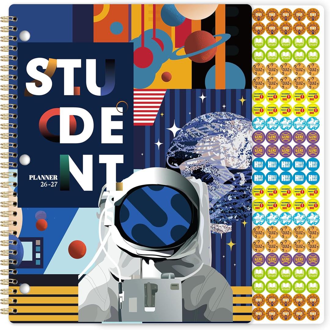 Student Planner 2026-2027 - July 2026 - June 2027, 9'' x 11'', 2026-2027 Academic Year Planner for Middle or High School, Planning Stickers