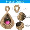 PATIKIL Hanging Fruit Baskets for Kitchen, 2 Pack Mini Size Teardrop Home Decor Storage Hand-Woven Hanging Baskets for Garlic Potato Vegetable, Brown