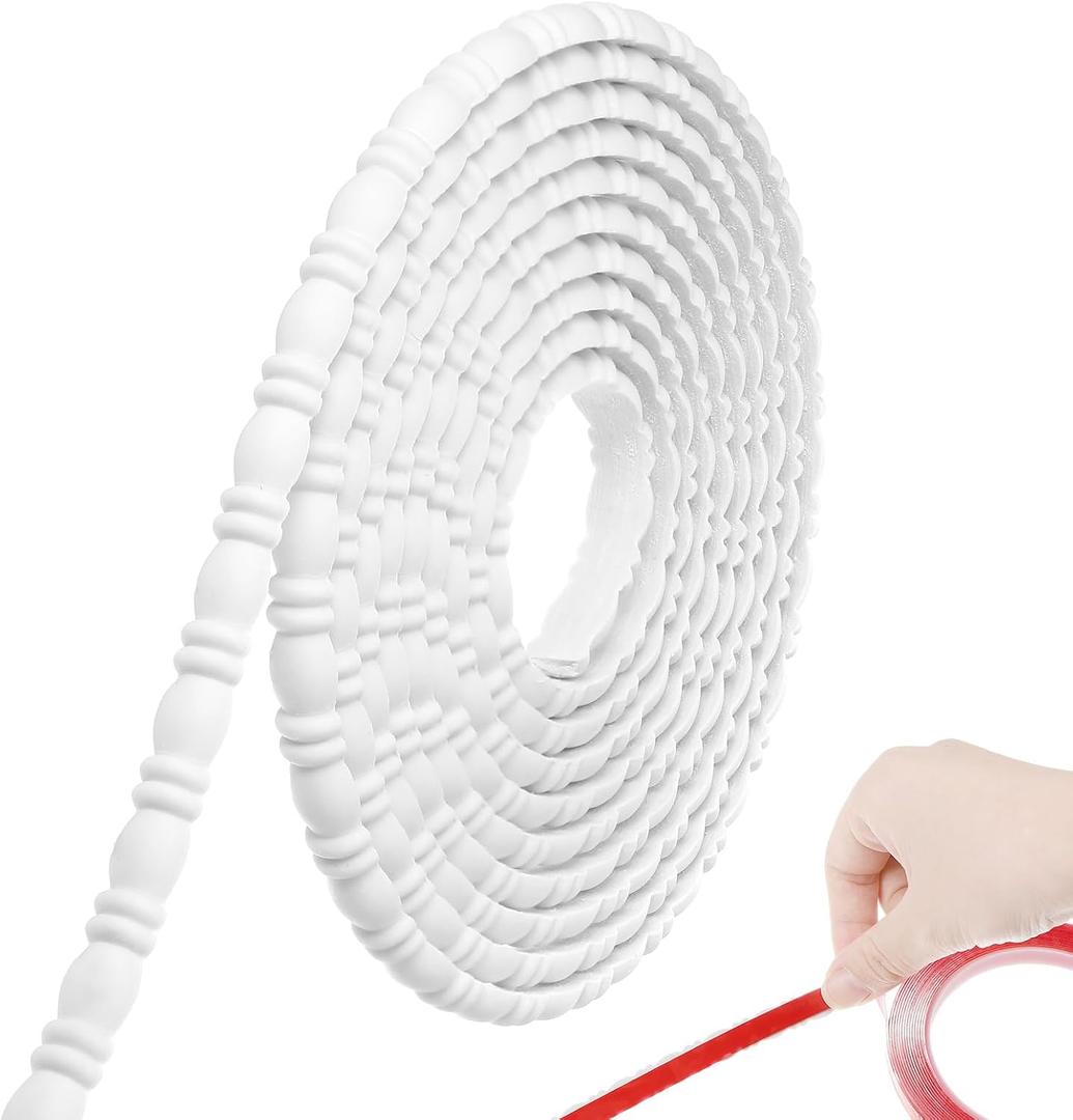 Roowest Flexible Molding Trim Peel and Stick for Walls 10ft Decorative DIY Wall Trim for Bathroom Mirror Frame Border Backsplash Tile Ceiling Cabinet TV Wall Edge (10mm,Gourd)