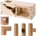 AceOrbit Hamster Tunnel Tubes and Wooden House Set, Composable DIY Hamster Tunnels and Hideout, Small Animal Tube for Mouse Gerbils Mice or Other Small Animals Habitat