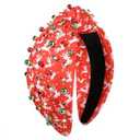 Christmas Holiday Headband Xmas Hair Accessories Green Plaid Knotted Head Band for Women Embellished Crystal Top Knot Head Band Christmas Costume Party Favor (Green Plaid)