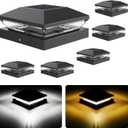 T-SUN Solar Post Cap Lights Outdoor 6 Pack, 2 Modes LED Fence Post Solar Lights Fit for 4x4 5x5 6x6 Vinyl/Wooden Posts, Waterproof Deck Post Lights Solar Powered for Garden Patio Gate Porch (Black-Warm & Cool White)