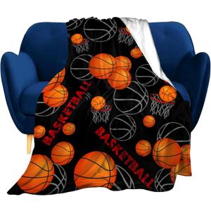 Super Soft Basketball Blanket Lightweight Cozy 3D Printed Flannel Soccer Baseball Throw Blankets for Sport Fans Kids Adults Gifts 60"X50"