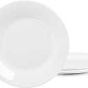 11 inch Dinner Plate Set of 6, Lightweight Round Opal Glass White Dinnerware Plates, Dishwasher and Microwave Safe