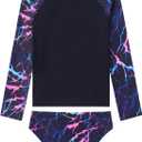 Girls Rash Guard Swimsuit Long Sleeve Two Pieces Bathing Suit | Tankini Swimwear with Briefs, Toddler Kids Design, Adorable Swimwear, UPF 50+ Sun Protection, Quick Dry (Black)
