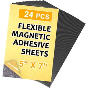 Adhesive Magnetic Sheets,5 x 7,Pack of 24 Magnetic Paper,Sticky Magnet Sheets Perfect Display Pictures,Postcards