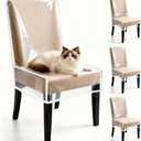 4 Pack Dining Chair Covers, Waterproof Clear Plastic Chair Covers for dining chairs, Plastic Seat Chair Protector Keep Chair Away from Water, Dust, Stain, and Pet Claws W/21 x D/18 Fits Seatbacks 16-23."
