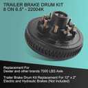 12"x 2" Trailer Brake Drum Kit 8 on 6.5" Replacement for 7000LBS Axle Hub Heavy Duty 8 Bolt Trailer Brake Hub Drum Assembly with 1/2"-20 Stud 25580, 14125A Drums 008-219-04-22004K