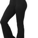 HEGALY Women's Flare Yoga Pants - Crossover Flare Leggings Buttery Soft High Waisted Workout Casual Bootcut Pants (Black) M