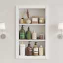 14'' * 24'' Recessed Medicine Cabinet Wall Niche Wood, 3-Tier Bathroom Niche Insert for Drywall, in Wall Shelf Medicine Cabinets Replacement, for Living Room, Bathroom Storage, White