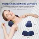 ComfortLife Small Neck Stretcher Pillow for Pain Relief, Medium Soft Cervical Traction Device Neck Mild Support Pillow Foam Cervical Neck Pillow for Tension Muscle Relax Relief (Dark Blue)