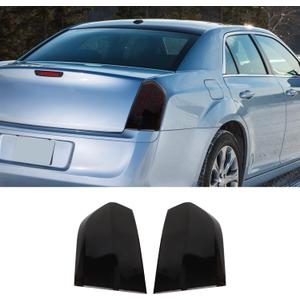 Hoolcar Tail Light Lamp Cover Guard Trim Bezel Frame Decor Exterior Accessories Compatible with 2011-2014 Chrysler 300, Smoked Black