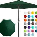 JEAREY 9FT Outdoor Patio Umbrella Outdoor Table Umbrella with Push Button Tilt and Crank, Market Umbrella 8 Sturdy Ribs UV Protection Waterproof for Garden, Deck, Backyard, Pool (Dark Green)