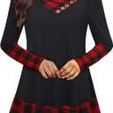 Gaharu Women's Long Sleeve Button Cowl Neck Floral Printed Casual Tunic Tops, Medium
