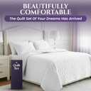 King Quilt Bedding Set - Cloud Soft All-Season Bedspread 3 PC w/Shams, Bed Quilt King Size Coverlet - Oversized, Light Weight, Ultra Durable, Easy Care - 106 x 96 in (White)