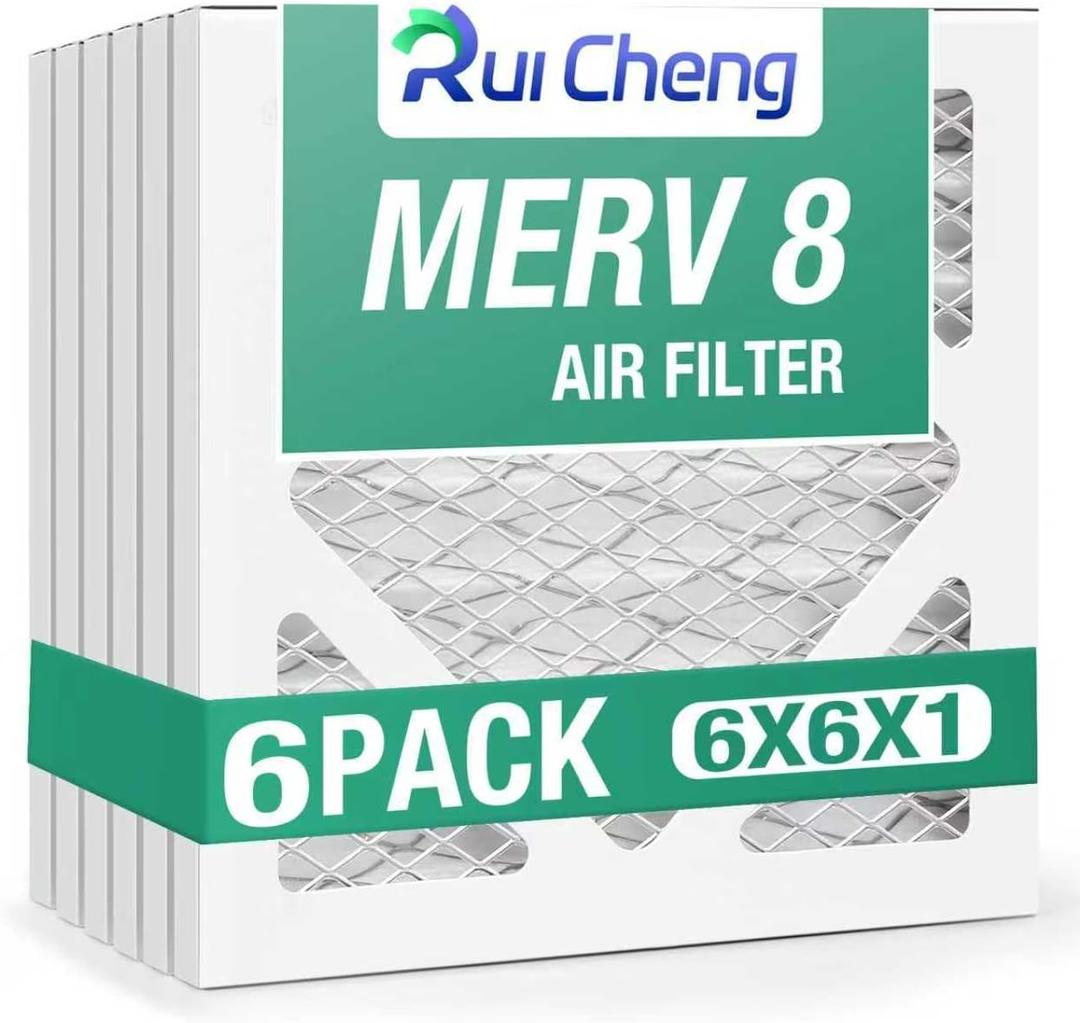 6 Pack Updated 6x6x1Air Filter, pertain Merv 8 HVAC Pleated A/C Furnace Filters (Actual Size: 5.75.5x5.75.5x0.75)