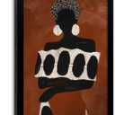 Black Woman Canvas Wall Art African AmericanPainting Picture Wall Decor Bohemian Abstraction Poster Print Artwork for Living Bedroom Office Home Decorationw Black Framed (10"L x 8"W)