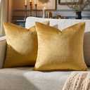 GIGIZAZA Golden Throw Pillow Covers 18x18 Decorative Velvet Cushion Covers Pack of 2 Pillowcase for Sofa
