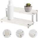 Stone Drying Tray For Bathroom Counter,2 Tier Water Absorbing Bathroom Tray for Kitchen Sink Organizer,Diatomaceous Earth Drying Sponge Soap Holder (white)