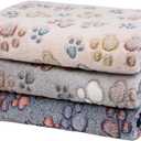 Dono 1 Pack 3 Dog Blankets, Soft Fluffy Fleece Pet Blanket Warm Sleep Mat Paw Print Design Puppy Kitten Throw Blankets Doggy Blanket for Dogs