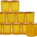 SHOWIN 14 OZ Thick Candle Jars for Making Candles 12 Pcs, 3 Wick Empty Jars with Wood Lids for Candle Making, Sample Container, Frosted Yellow