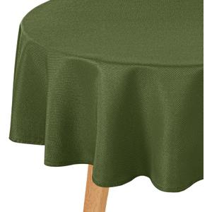 Hiasan Round Textured Tablecloth 60 Inch - Waterproof Spillproof Antiwrinkle Jacquard Table Cloth, Decorative Polyester Table Cover for Kitchen, Outdoor Picnic, Holiday and Parties, Olive Green
