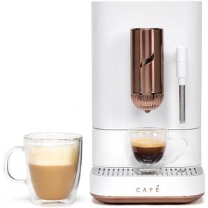 Cafe Affetto Automatic Espresso Machine & Milk Frother with Built In & Adjustable Espresso Bean Grinder, One-Touch Brew in 90 Seconds, Wifi & Smart Connected, Removable 1.2L Water Tank, Matte White (Matte White)