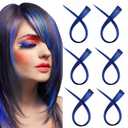 18 Inch High light Clip in Human Hair Extensions 100% Straight Clip on Party Highlights Colored Hair Extensions 6 Pieces/set (Blue)