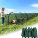 Chicken Runs for Yard,79" & 157" Extra Long Foldable Chicken Tunnels for Outside,All-in-One Kit with Sun Protection Net, Removable Door, Frame & Tools (Green, 315 * 21 * 32 inches)