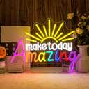 Horseneon Make Today Amazing Neon Sign Colorful Sun LED Light Neon Signs Wall Decor for Classroom, Library, Study Room & Bedroom, USB-Powered with Adjustable Brightness