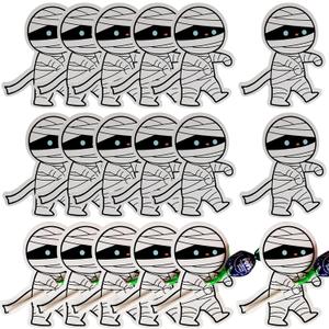 ZHUIGUANGZE 100 Pcs Halloween Candy Holder Paper Cards Mummy Lollipop Holders Chocolate Sweets Trick or Treat Wrapping Decorative for Halloween Gathering Party Candy Cookies DIY Decoration Supplies