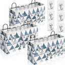 3pcs Large Wall Hanging Organizer Bag, Linen Fabric Door Hanging Storage Baskets with Pockets, Waterproof Bin for Kitchen, Bedroom, Office, RV Camper (Triangle)