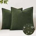 Kevin Textile Spring Waterproof Decorative Pillow Covers Moss Green 26x26 Inch Pack of 2 Soft Boucle Textured Euro Pillowcases Elegant Accent Pillows for Couch Sofa Chair Bed Indoor Outdoor