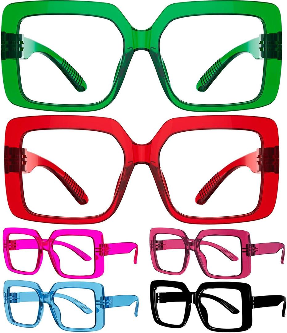 Eyekepper Huge Metalless Reading Glasses with Screwless Spring Hinges 6 Pack Oversized Readers for Women +2.00