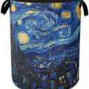Starry Night Large Storage Basket Collapsible Laundry Basket Oxford Storage Bin for Gift Baskets Bedroom Clothes Children Nursery Hamper 16" X 20.8"
