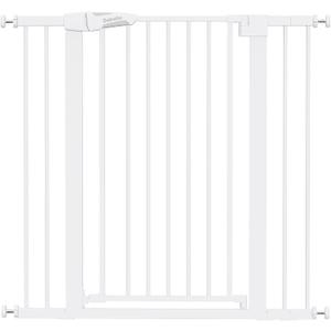 Babelio 36" Tall Dog Gate PressGuard C5, 26-40" Wide Auto Close Baby Gate, Pressure Mounted Metal Pet Gate, Easy Install No Drilling, No Tools Needed, with Wall Protectors and Extension Kits, White
