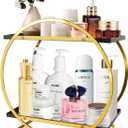 Perfume Organizer for Women, 2 Tier Black Gold Perfume Organizer for Dresser, Bathroom Countertop, Makeup, Kincare Storage, Bathroom, Vanity