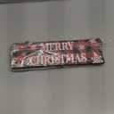 Geelin 4 Pcs Christmas Wood Hanging Signs - Merry Christmas, Joy, Peace, Love - Wooden Square Sign Decoration for Home Indoor Outdoor(Plaid Style)