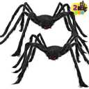 JOYIN 2 Pack 4 Ft Halloween Spider Decorations Outdoor, Scary Large Giant Spiders with Adjustable Legs for Halloween Outside Decor, Yard Lawn Indoor Haunted House Props (Black)