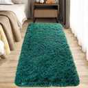 Zentavio Runner Rugs for Hallway 2x6 Shag Soft Bedroom Bedside Rugs Non Slip Fluffy Carpet for Kids Girls Boys Home Decor Aesthetic Dorm Nursery Emerald Green